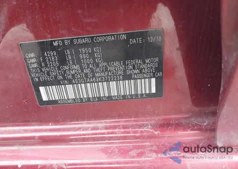 2019 Subaru Impreza 2.0I from USA, damaged, VIN 4S3GTAA63K3722238